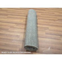 Load image into Gallery viewer, 2&#39;x3&#39; Stone Blue, Wool With Touch Of Silk, Tone On Tone, Lush And Plush, Sample, Modern Grass Design, Hand Knotted, Mat, Oriental Rug FWR458934