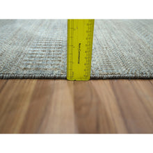 Load image into Gallery viewer, 2&#39;x3&#39; Stone Blue, Modern Grass Design, Hand Knotted, Wool With Touch Of Silk, Tone On Tone, Lush And Plush, Sample, Mat, Oriental Rug FWR458940