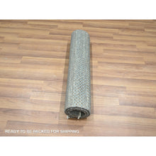 Load image into Gallery viewer, 2&#39;x3&#39; Stone Blue, Modern Grass Design, Hand Knotted, Wool With Touch Of Silk, Tone On Tone, Lush And Plush, Sample, Mat, Oriental Rug FWR458940