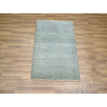 Load image into Gallery viewer, 2&#39;x3&#39; Spanish Gray, Wool With Touch Of Silk, Tone On Tone, Lush And Plush, Hand Knotted, Modern Grass Design, Mat, Oriental Rug FWR458952