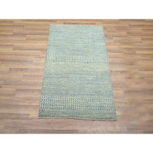 Load image into Gallery viewer, 2&#39;x3&#39; Misty Gray, Modern Grass Design, Tone On Tone, Lush And Plush, Hand Knotted, Wool With Touch Of Silk, Sample, Mat, Oriental Rug FWR458958