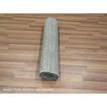 Load image into Gallery viewer, 2&#39;x3&#39; Misty Gray, Modern Grass Design, Tone On Tone, Lush And Plush, Hand Knotted, Wool With Touch Of Silk, Sample, Mat, Oriental Rug FWR458958
