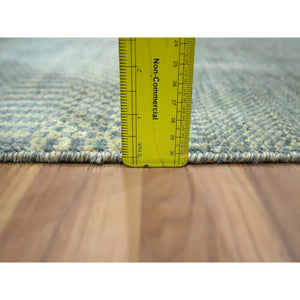 2'x3' Light Gray, Lush and Plush, Hand Knotted, Modern Grass Design, Wool with touch of Silk, Tone on Tone, Mat, Sample, Oriental Rug FWR458964