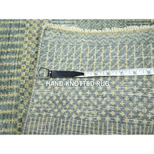 Load image into Gallery viewer, 2&#39;x3&#39; Light Gray, Lush and Plush, Hand Knotted, Modern Grass Design, Wool with touch of Silk, Tone on Tone, Mat, Sample, Oriental Rug FWR458964