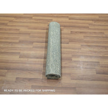 Load image into Gallery viewer, 2&#39;x3&#39; Light Gray, Lush And Plush, Hand Knotted, Modern Grass Design, Wool With Touch Of Silk, Tone On Tone, Mat, Sample, Oriental Rug FWR458964