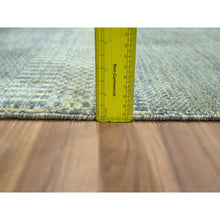 Load image into Gallery viewer, 2&#39;x3&#39; Misty Gray, Hand Knotted, Modern Grass Design, Wool with touch of Silk, Tone on Tone, Lush and Plush, Mat, Sample, Oriental Rug FWR458970