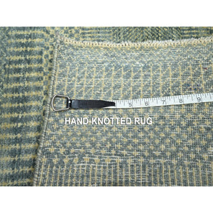 2'x3' Misty Gray, Hand Knotted, Modern Grass Design, Wool with touch of Silk, Tone on Tone, Lush and Plush, Mat, Sample, Oriental Rug FWR458970