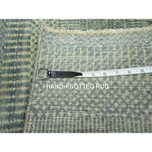 Load image into Gallery viewer, 2&#39;x3&#39; Misty Gray, Hand Knotted, Modern Grass Design, Wool With Touch Of Silk, Tone On Tone, Lush And Plush, Mat, Sample, Oriental Rug FWR458970