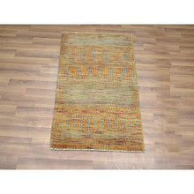 Load image into Gallery viewer, 2&#39;x3&#39; Vivid Orange, Tone on Tone, Lush and Plush, Hand Knotted, Wool with touch of Silk, Modern Grass Design, Mat, Oriental Rug FWR458982