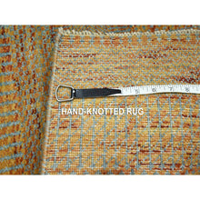 Load image into Gallery viewer, 2&#39;x3&#39; Vivid Orange, Tone on Tone, Lush and Plush, Hand Knotted, Wool with touch of Silk, Modern Grass Design, Mat, Oriental Rug FWR458982