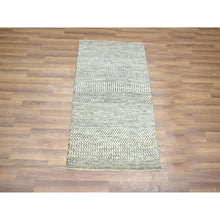 Load image into Gallery viewer, 2&#39;x3&#39; Alabaster White, Hand Knotted, Modern Grass Design, Wool With Touch Of Silk, Tone On Tone, Lush And Plush, Mat, Oriental Rug FWR458988