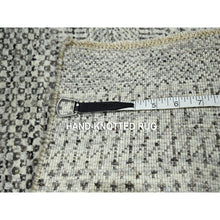 Load image into Gallery viewer, 2&#39;x3&#39; Alabaster White, Hand Knotted, Modern Grass Design, Wool With Touch Of Silk, Tone On Tone, Lush And Plush, Mat, Oriental Rug FWR458988