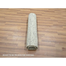 Load image into Gallery viewer, 2&#39;x3&#39; Alabaster White, Hand Knotted, Modern Grass Design, Wool With Touch Of Silk, Tone On Tone, Lush And Plush, Mat, Oriental Rug FWR458988