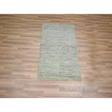 Load image into Gallery viewer, 2&#39;x3&#39; Chiffon White, Lush And Plush, Hand Knotted, Wool With Touch Of Silk, Modern Grass Design, Tone On Tone, Mat, Oriental Rug FWR458994