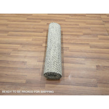 Load image into Gallery viewer, 2&#39;x3&#39; Chiffon White, Lush And Plush, Hand Knotted, Wool With Touch Of Silk, Modern Grass Design, Tone On Tone, Mat, Oriental Rug FWR458994