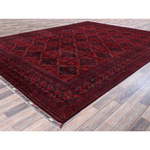 Load image into Gallery viewer, 9&#39;10&quot;x12&#39;8&quot; Chili Red, Afghan Khamyab With Geometric Design, Hand Knotted, Soft Wool, Natural Dyes, Oriental Rug FWR4584
