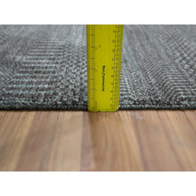 Load image into Gallery viewer, 2&#39;x3&#39; Pewter Gray, Lush And Plush, Sample, Modern Grass Design, Tone On Tone, Hand Knotted, Wool With Touch Of Silk, Mat, Oriental Rug FWR459012