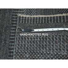 Load image into Gallery viewer, 2&#39;x3&#39; Pewter Gray, Lush And Plush, Sample, Modern Grass Design, Tone On Tone, Hand Knotted, Wool With Touch Of Silk, Mat, Oriental Rug FWR459012