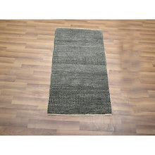 Load image into Gallery viewer, 2&#39;x3&#39; Pebble Gray, Tone On Tone, Hand Knotted, Wool With Touch Of Silk, Lush And Plush, Sample, Modern Grass Design,  Mat, Oriental Rug FWR459018