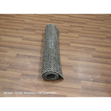 Load image into Gallery viewer, 2&#39;x3&#39; Pebble Gray, Tone On Tone, Hand Knotted, Wool With Touch Of Silk, Lush And Plush, Sample, Modern Grass Design,  Mat, Oriental Rug FWR459018