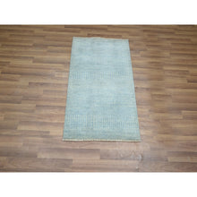 Load image into Gallery viewer, 2&#39;x3&#39; Light Blue, Lush and Plush, Sample, Modern Grass Design, Tone on Tone, Hand Knotted, Wool with touch of Silk, Mat, Oriental Rug FWR459036
