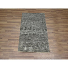 Load image into Gallery viewer, 2&#39;x3&#39; Cedar Brown, Modern Grass Design, Tone On Tone, Hand Knotted, Wool With Touch Of Silk, Lush And Plush, Sample, Mat, Oriental Rug FWR459042
