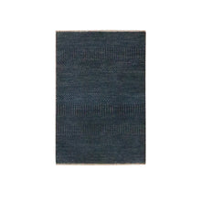 Load image into Gallery viewer, 2&#39;x3&#39; Navy Blue, Tone on Tone, Hand Knotted, Wool with touch of Silk, Lush and Plush, Sample, Modern Grass Design, Mat, Oriental Rug FWR459048
