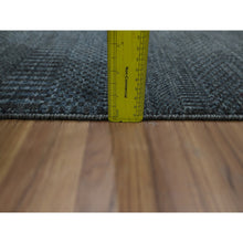 Load image into Gallery viewer, 2&#39;x3&#39; Denim Blue, Lush and Plush, Sample, Modern Grass Design, Tone on Tone, Hand Knotted, Wool with touch of Silk, Mat, Oriental Rug FWR459054