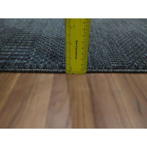 2'x3' Denim Blue, Lush and Plush, Sample, Modern Grass Design, Tone on Tone, Hand Knotted, Wool with touch of Silk, Mat, Oriental Rug FWR459054