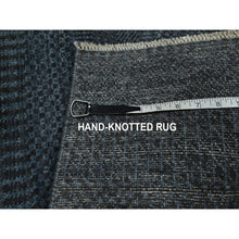 Load image into Gallery viewer, 2&#39;x3&#39; Denim Blue, Lush and Plush, Sample, Modern Grass Design, Tone on Tone, Hand Knotted, Wool with touch of Silk, Mat, Oriental Rug FWR459054