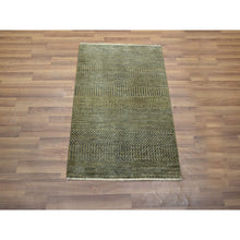 Load image into Gallery viewer, 2&#39;x3&#39; Cedar Brown, Hand Knotted, Modern Grass Design, Wool With Touch Of Silk, Tone On Tone, Lush And Plush, Mat, Oriental Rug FWR459072
