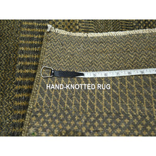 Load image into Gallery viewer, 2&#39;x3&#39; Cedar Brown, Hand Knotted, Modern Grass Design, Wool With Touch Of Silk, Tone On Tone, Lush And Plush, Mat, Oriental Rug FWR459072