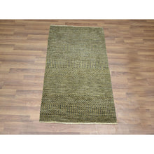 Load image into Gallery viewer, 2&#39;x3&#39; Coffee Brown, Modern Grass Design, Wool With Touch Of Silk, Tone On Tone, Lush And Plush, Hand Knotted, Mat, Oriental Rug FWR459078