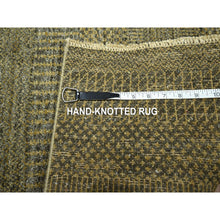 Load image into Gallery viewer, 2&#39;x3&#39; Coffee Brown, Modern Grass Design, Wool With Touch Of Silk, Tone On Tone, Lush And Plush, Hand Knotted, Mat, Oriental Rug FWR459078