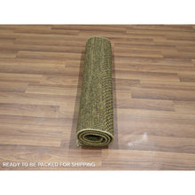 Load image into Gallery viewer, 2&#39;x3&#39; Coffee Brown, Modern Grass Design, Wool With Touch Of Silk, Tone On Tone, Lush And Plush, Hand Knotted, Mat, Oriental Rug FWR459078
