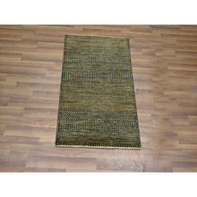 Load image into Gallery viewer, 2&#39;x3&#39; Honey Brown, Hand Knotted, Modern Grass Design, Wool With Touch Of Silk, Tone On Tone, Lush And Plush, Mat, Oriental Rug FWR459084
