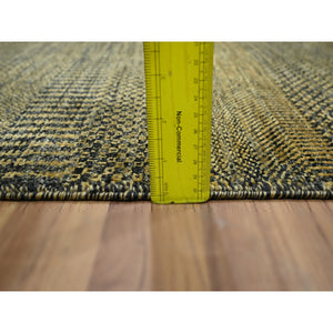 2'x3' Honey Brown, Hand Knotted, Modern Grass Design, Wool With Touch Of Silk, Tone On Tone, Lush And Plush, Mat, Oriental Rug FWR459084
