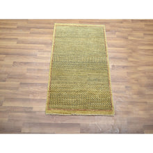 Load image into Gallery viewer, 2&#39;x3&#39; Honey Brown, Hand Knotted, Modern Grass Design, Wool With Touch Of Silk, Tone On Tone, Lush And Plush, Mat, Oriental Rug FWR459090