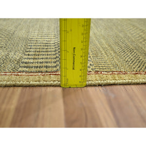 2'x3' Honey Brown, Hand Knotted, Modern Grass Design, Wool With Touch Of Silk, Tone On Tone, Lush And Plush, Mat, Oriental Rug FWR459090