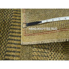Load image into Gallery viewer, 2&#39;x3&#39; Honey Brown, Hand Knotted, Modern Grass Design, Wool With Touch Of Silk, Tone On Tone, Lush And Plush, Mat, Oriental Rug FWR459090