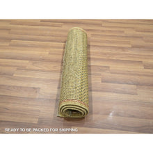 Load image into Gallery viewer, 2&#39;x3&#39; Honey Brown, Hand Knotted, Modern Grass Design, Wool With Touch Of Silk, Tone On Tone, Lush And Plush, Mat, Oriental Rug FWR459090