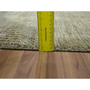 2'x3' Cedar Brown, Lush And Plush, Hand Knotted, Modern Grass Design, Wool With Touch Of Silk, Tone On Tone, Mat, Oriental Rug FWR459096