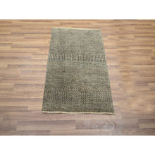 Load image into Gallery viewer, 2&#39;x3&#39; Mocha Brown, Wool With Touch Of Silk, Tone On Tone, Lush And Plush, Hand Knotted, Modern Grass Design, Mat, Oriental Rug FWR459102