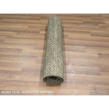 Load image into Gallery viewer, 2&#39;x3&#39; Mocha Brown, Wool With Touch Of Silk, Tone On Tone, Lush And Plush, Hand Knotted, Modern Grass Design, Mat, Oriental Rug FWR459102