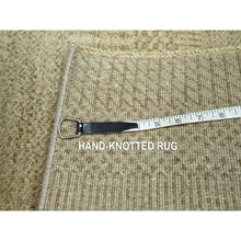 Load image into Gallery viewer, 2&#39;x3&#39; Ecru Brown, Lush And Plush, Hand Knotted, Modern Grass Design, Wool With Touch Of Silk, Tone On Tone, Mat, Oriental Rug FWR459108