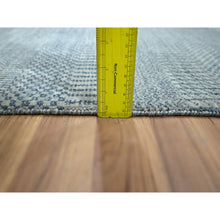 Load image into Gallery viewer, 2&#39;x3&#39; Aegean Blue, Lush and Plush, Hand Knotted, Modern Grass Design, Wool with touch of Silk, Tone on Tone, Sample Mat, Oriental Rug FWR459120