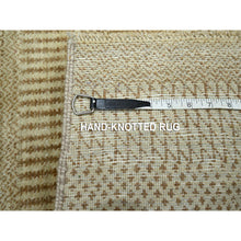 Load image into Gallery viewer, 2&#39;x3&#39; Honey Brown, Modern Grass Design, Hand Knotted, Wool With Touch Of Silk, Tone On Tone, Lush And Plush, Sample, Mat, Oriental Rug FWR459132