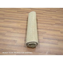 Load image into Gallery viewer, 2&#39;x3&#39; Honey Brown, Modern Grass Design, Hand Knotted, Wool With Touch Of Silk, Tone On Tone, Lush And Plush, Sample, Mat, Oriental Rug FWR459132