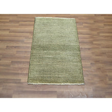 Load image into Gallery viewer, 2&#39;x3&#39; Beige, Hand Knotted, Modern Grass Design, Lush And Plush, Wool With Touch Of Silk, Sample, Tone On Tone, Mat, Oriental Rug FWR459138