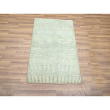 Load image into Gallery viewer, 2&#39;x3&#39; Chiffon White, Lush And Plush, Hand Knotted, Modern Grass Design, Wool With Touch Of Silk, Tone On Tone, Sample, Mat, Oriental Rug FWR459144